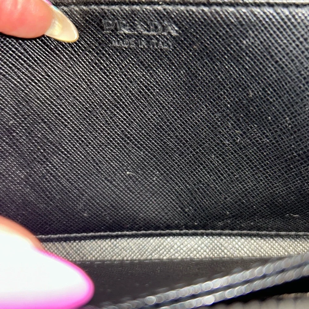 Prada Saffiano Black Leather‎ Large Zip-Around Wallet